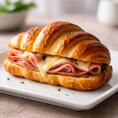 Croissant brioche with ham and cheese