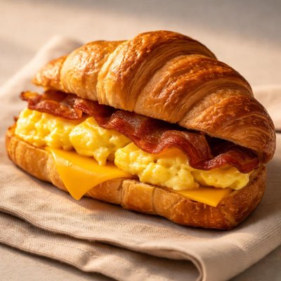 Croissant egg and cheese sandwich