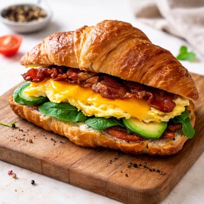 Croissant sandwich with egg