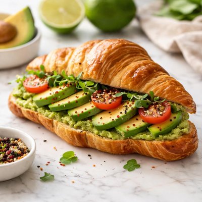 Croissant with avocado
