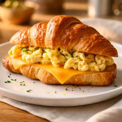 Croissant with egg and cheese