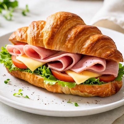 Croissant with ham and cheese