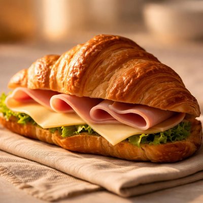Croissant with ham and gauda
