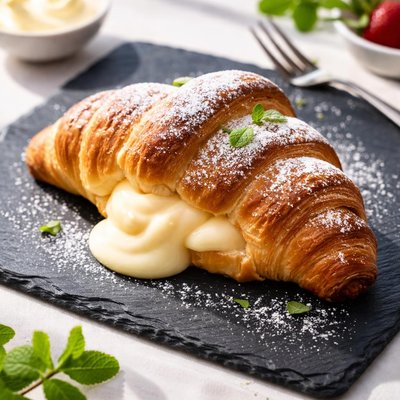 Croissant with pudding