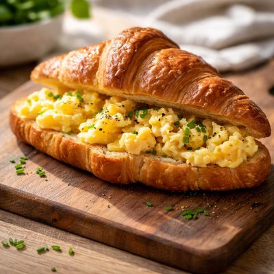 Croissant with scrambled eggs