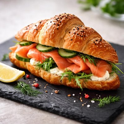 Croissant with smoked salmon