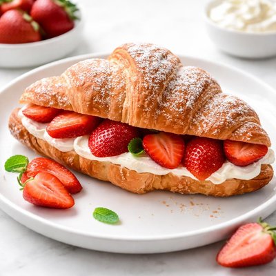 Croissant with strawberries