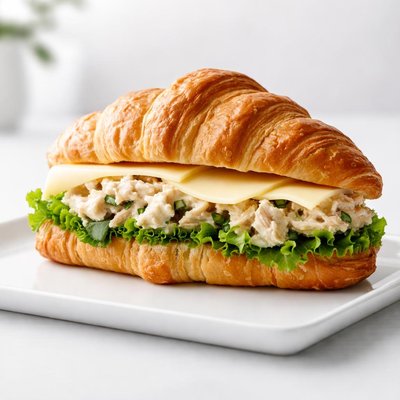 Crossiant with chicken salad and vegan cheese