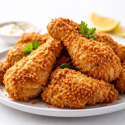 Crumbed chicken pieces
