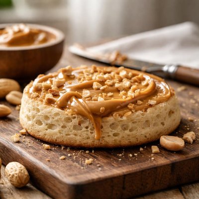 Crumpet with peanut butter
