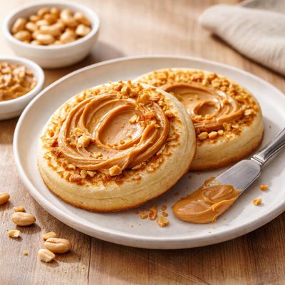 Crumpets with peanut butter