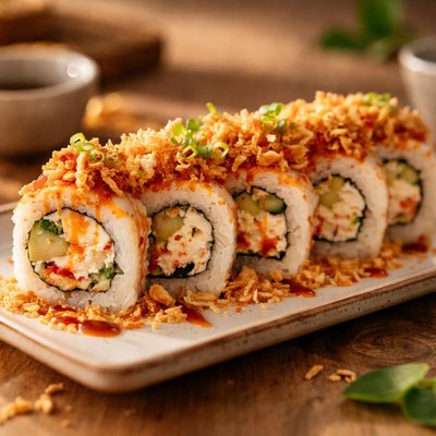 Crunchy crab sushi roll