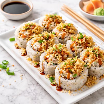 Crunchy crab sushi rolls