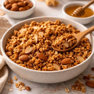 Crunchy granola with almonds