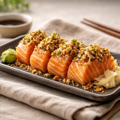 Crunchy salmon sashimi