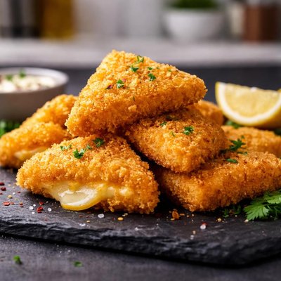 Crusted cheese triangles