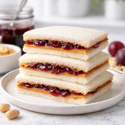 Crustless peanut butter and grace jelly sandwich