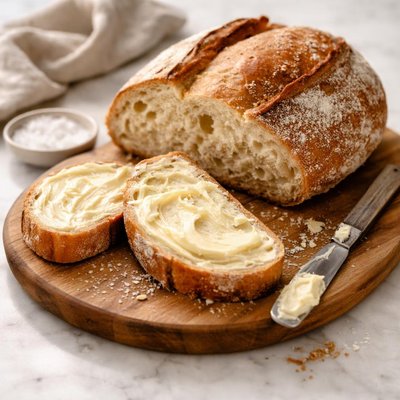 Crusty bread and butter