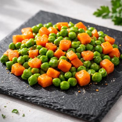 Cubed peas and carrots