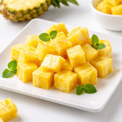 Cubed pineapple