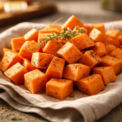 Cubed sweet potatoes