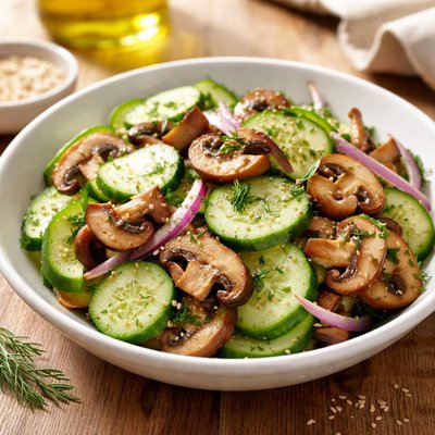 Cucumber and mushroom salad