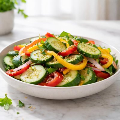 Cucumber and pepper salad