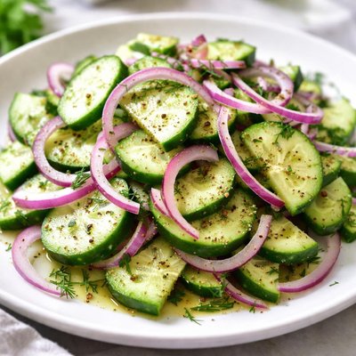 Cucumber and red onion salad