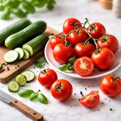 Cucumber and tomatoes