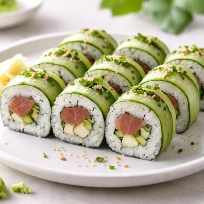 Cucumber and tuna sushi roll