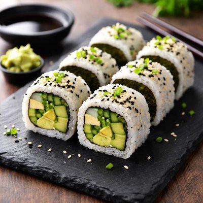 Cucumber avocado roll sushi
