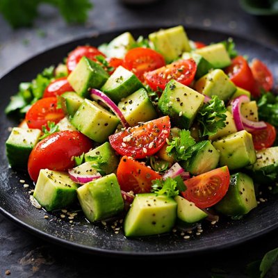 Cucumber avocado tomatoe salad