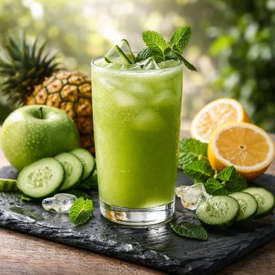 Cucumber pineapple green apple lemon juice