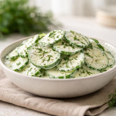 Cucumber salad with dill and sour cream