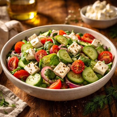 Cucumber salad with feta cheese