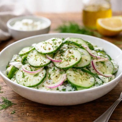 Cucumber salad with greek yougurt