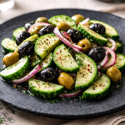 Cucumber salad with olives