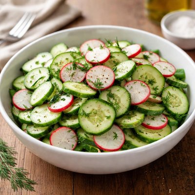 Cucumber salad with radishes and dill