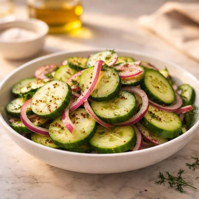 Cucumber salad with red onion