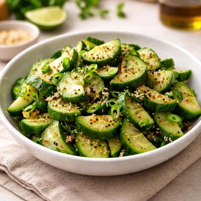 Cucumber salad with sesame seeds