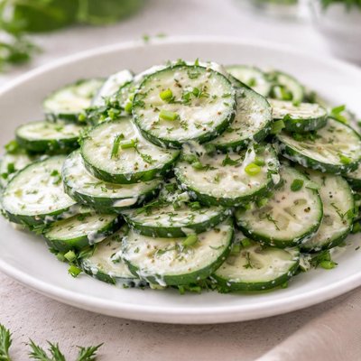 Cucumber salad with sour cream