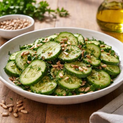 Cucumber salad with sunflower seeds