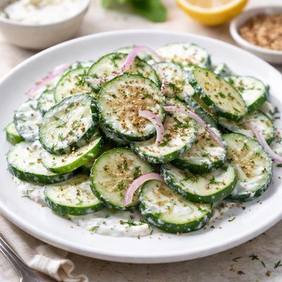 Cucumber salad with yogurt dressing