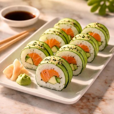 Cucumber salmon sushi