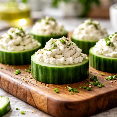 Cucumber slice with cream cheese