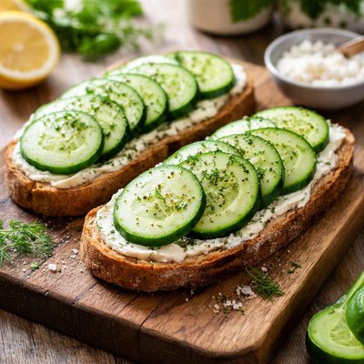 Cucumber slices on bread