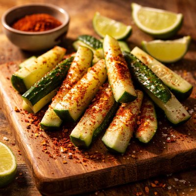 Cucumber sticks with chili powder
