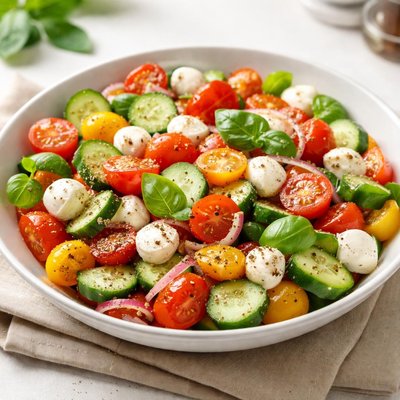 Cucumber tomato mozzarella salad