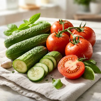 Cucumbers and tomatoes