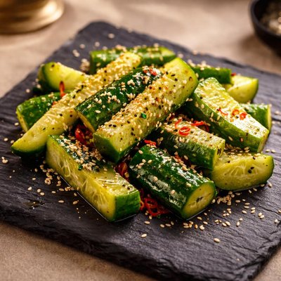 Cucumbers with sesame seeds